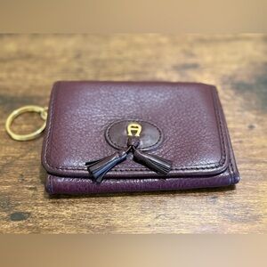 Etienne Aigner Burgundy Leather Wallet with Tassel